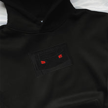 Load image into Gallery viewer, Red Eyes Black on black hoodie
