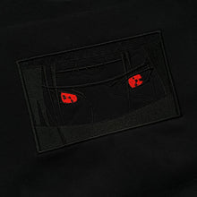 Load image into Gallery viewer, Red Eyes Black on black hoodie
